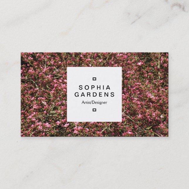Square Label 03a - Pink Cherry Blossom 02 Business Card (Front)