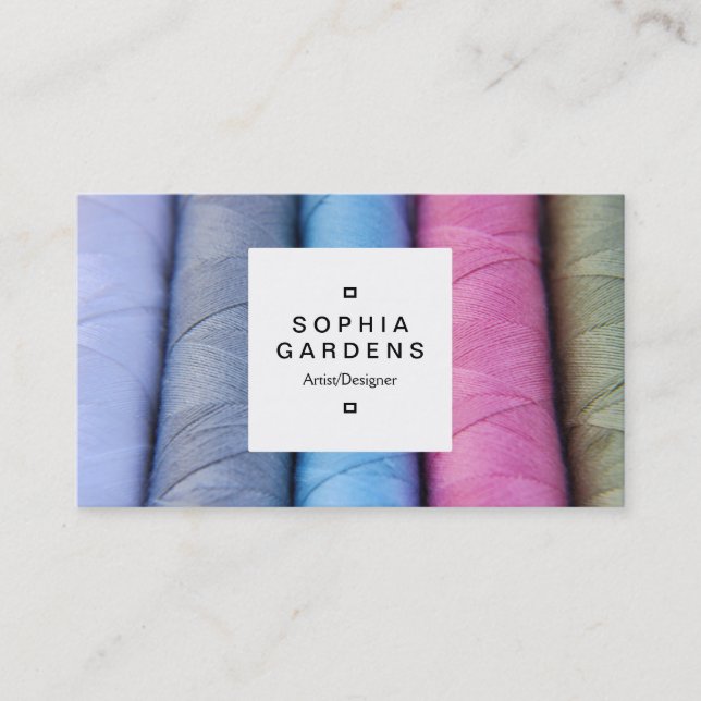 Square Label 03a - Reels of Cotton Business Card (Front)