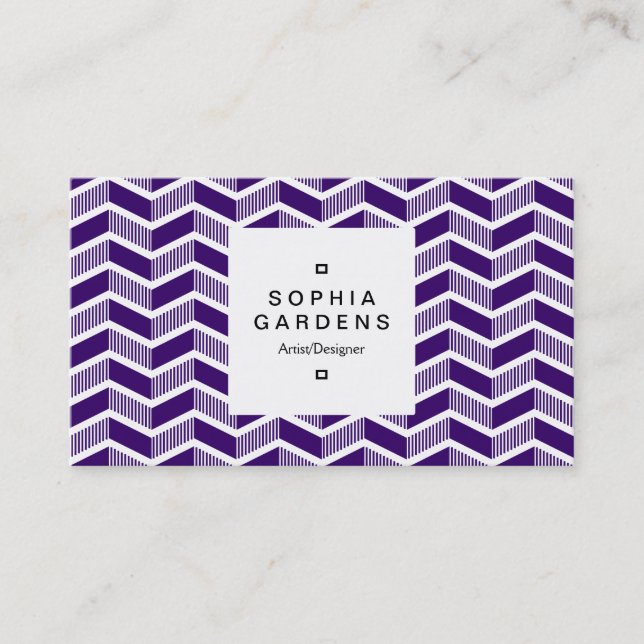Square Label 03a - Shaded Chevrons - Dp Purple Business Card (Front)