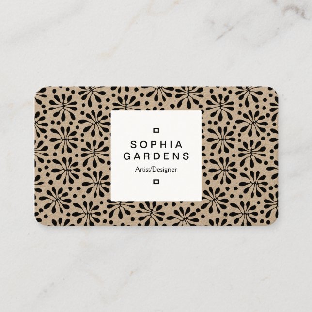 Square Label 03a - Stylised Plant Pattern 020818 Business Card (Front)