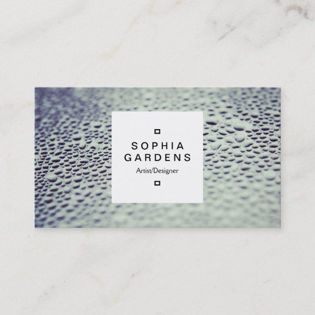 Square Label 03a - Water Droplets on Glass 01 Business Card (Front)