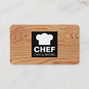 Square Label Cafe - Wood 02 Business Card