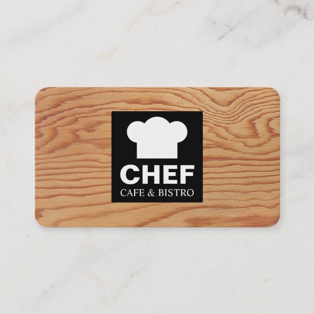 Square Label Cafe - Wood 02 Business Card (Front)