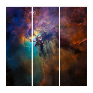 Square Lagoon Nebula Celestial Photo Triptych