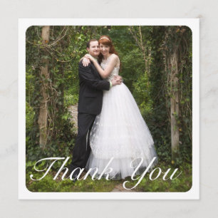 Square Large Photo Wedding Thank You in White Card