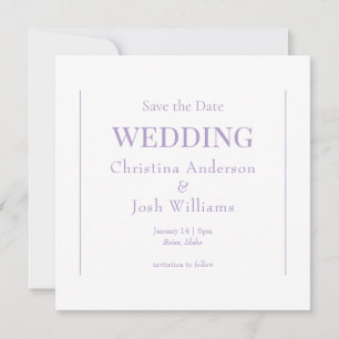 Square  Lavender Wedding Save the Date Invitation