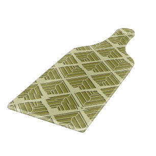Square Leaf Pattern Gold Lime Light Cutting Board