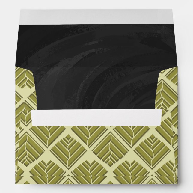 Square Leaf Pattern Gold Lime Light Envelopes (Back (Bottom))