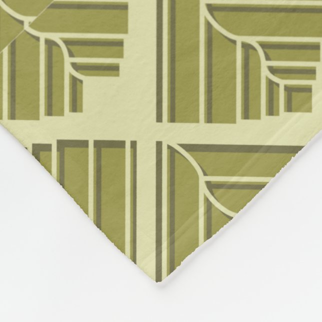 Square Leaf Pattern Gold Lime Light Fleece Blanket (Corner)
