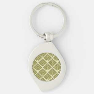 Square Leaf Pattern Gold Lime Light Key Ring