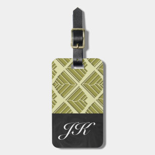 Square Leaf Pattern Gold Lime Light Luggage Tag