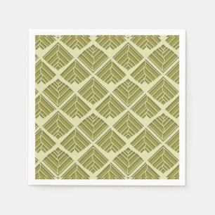 Square Leaf Pattern Gold Lime Light Napkin