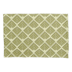 Square Leaf Pattern Gold Lime Light Pillowcase