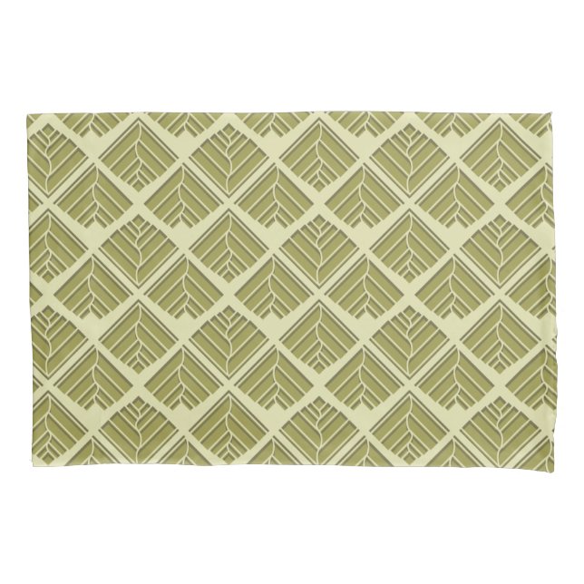 Square Leaf Pattern Gold Lime Light Pillowcase (Front)