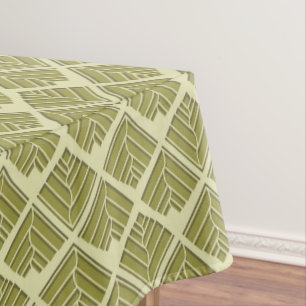 Square Leaf Pattern Gold Lime Light Tablecloth