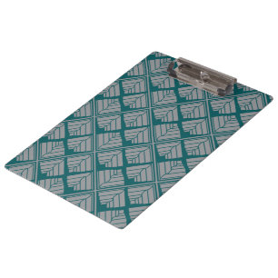Square Leaf Pattern Teal Neutral Clipboard