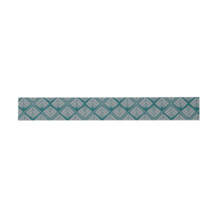 Square Leaf Pattern Teal Neutral Invitation Belly Band