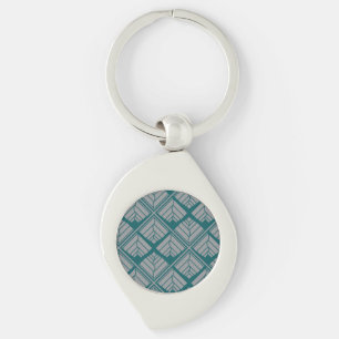 Square Leaf Pattern Teal Neutral Key Ring