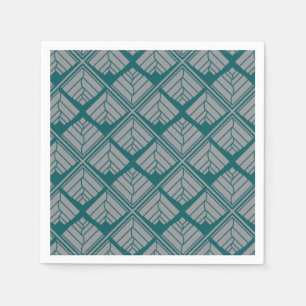 Square Leaf Pattern Teal Neutral Napkin