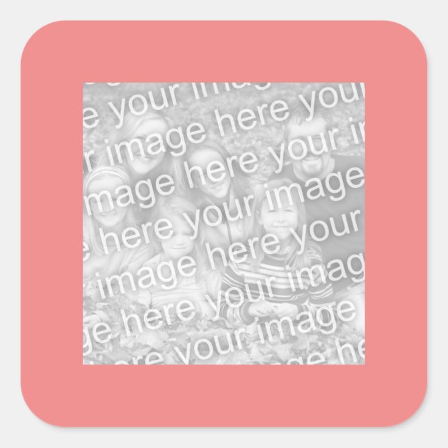 Square Light Coral Border Photo Sticker (Front)