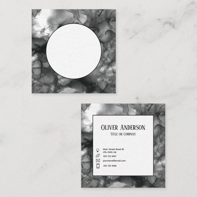 Square logo Black and White Square Business Card (Front/Back)