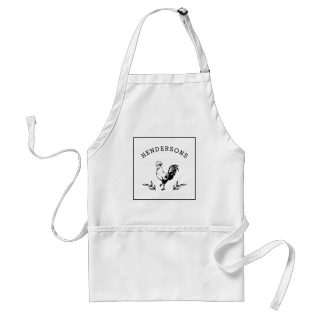 Square Logo Rustic Rooster Personalized Standard Apron (Front)