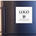 Square Magnet Add Custom Business Logo QR Code<br><div class="desc">Promote your business with this cool magnet,  featuring custom logo,  QR code & text. Easily add your details by clicking on the "personalise" option.</div>