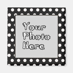 Square Magnet-Black & White Polka Dot Magnet
