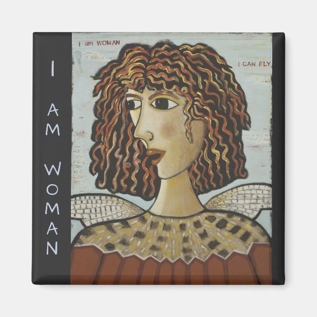 Square Magnet - I Am Woman Bird (Front)