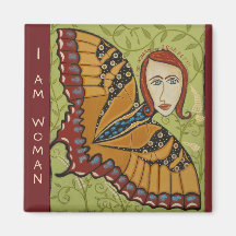 Square Magnet - I Am Woman Butterfly