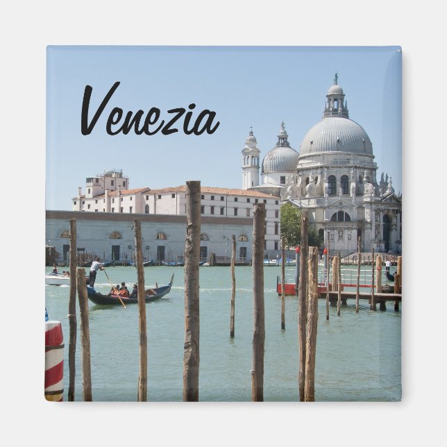 Square Magnet of Venice with text (Front)