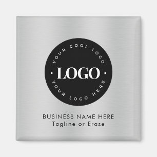Square Magnet Silver Black Business Logo Custom   