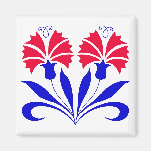 Square Magnet With Slovenian Carnations (Front)