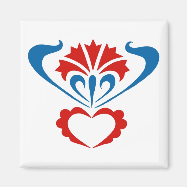 Square Magnet With Slovenian Ornamental Motif (Front)