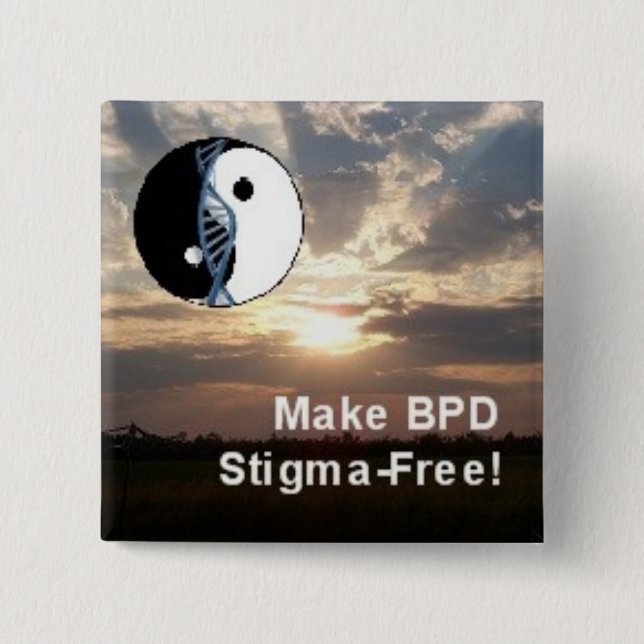 Square "Make BPD Stigma-Free!" Scenery Pin (Front)