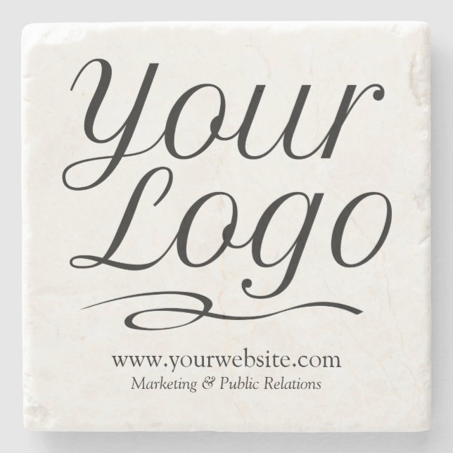 Square Marble Bar Coaster with Company Logo (Front)