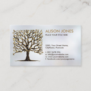 Square Marble Tree - Golden Butterflies Business Card