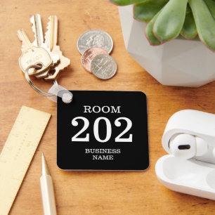 Square metal hotel room keychain with numbers