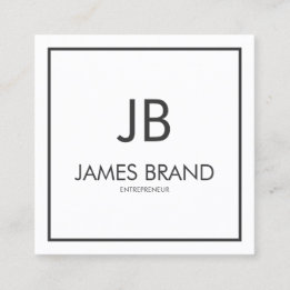 Square Minimalist Black and White Monogram Square Business Card
