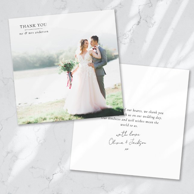 Square Minimalist Photo Wedding Thank You Card (Creator Uploaded)