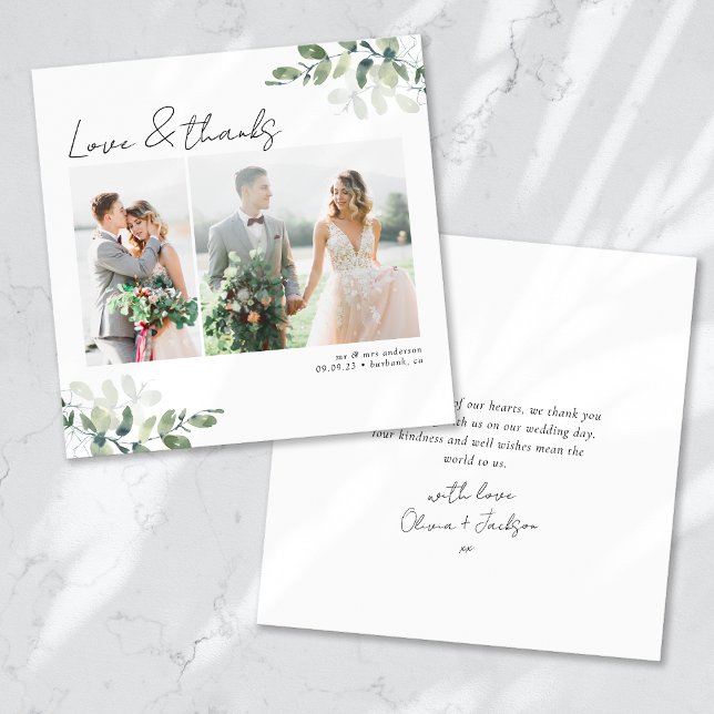 Square Minimalist Photo Wedding Thank You Card (Creator Uploaded)