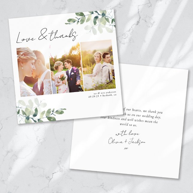 Square Minimalist Photo Wedding Thank You Card (Creator Uploaded)