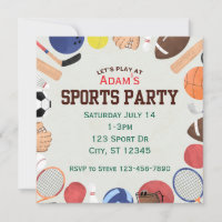 Square, Minimalist Sports Birthday Party 