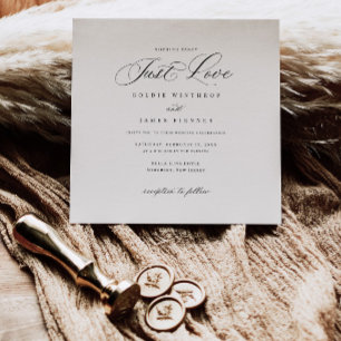 Square Modern Calligraphy Plain Wedding Invitation