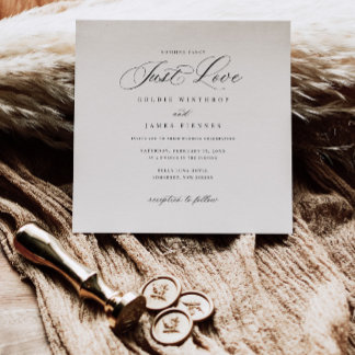 Square Modern Calligraphy Plain Wedding Invitation