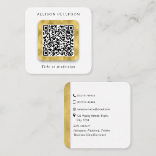 Square Modern gold networking professional QR code Business Card