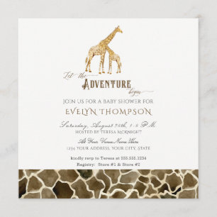 Square Modern Safari Adventure Baby Shower Giraffe Invitation