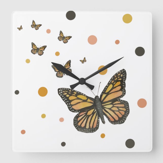 Square monarch butterfly clock (Front)