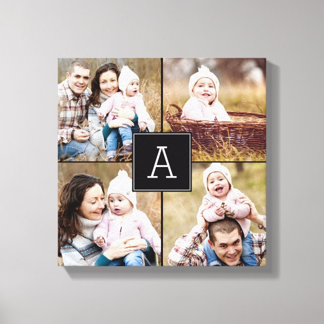 Square Monogram Custom Photo Canvas (Front)