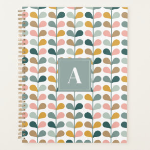 Square Monogram Initial Floral Petals Pattern Planner